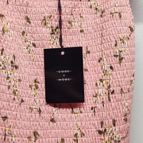 Code X Mode Maxi Dress Women Size S Peach Floral Smocked Sleeveless Spring Girly - Picture 10 of 12